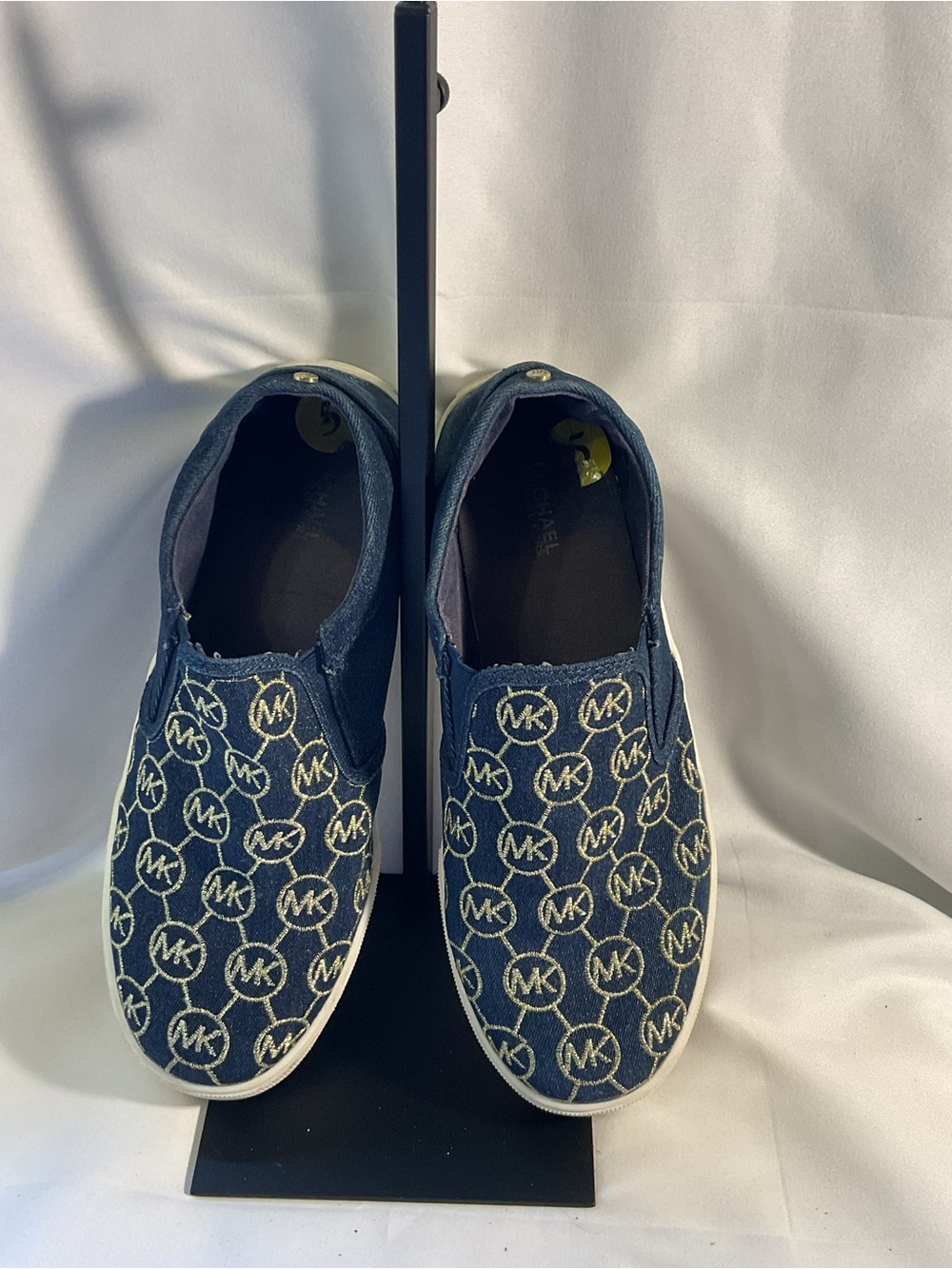 Michael Kors Girls' Denim MK Logo Slip-On Sneakers in Navy